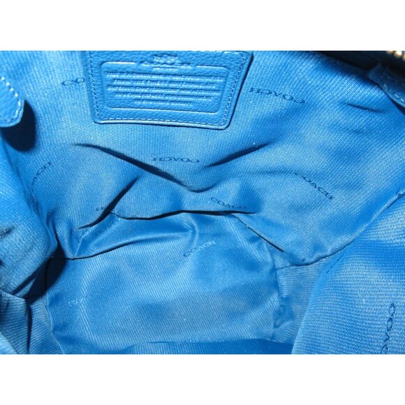 Coach Bleeker Cobalt Blue Pebbled Leather Studded Duffle Crossbody Bucket Bag - Picture 7 of 11